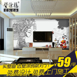 壁涂鸦 大型壁画 影视电视背景墙纸壁纸 卧室人物中式墙壁纸B1327