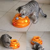 新款猫咪三层转盘猫玩具游乐游戏盘猫捉球抓板轨道球逗猫棒