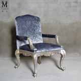 慕妃高端定制家具美式新古典欧式实木单人布艺休闲沙发椅AL258