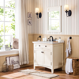 雅森纯实木美式洗脸盆柜组合小户型现代简约落地卫生间橡木浴室柜