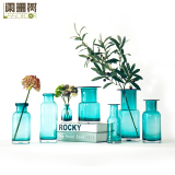 阑珊树-蓝色梦想 水培花瓶 客厅玻璃透明花器 欧式创意装饰品摆件