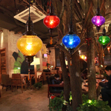 个性漫咖啡彩色玻璃小吊灯 咖啡厅奶茶店KTV酒吧复古玄关创意吊灯