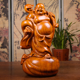 黄花梨木雕弥勒佛像送宝佛布袋如意笑佛实木雕刻红木工艺品摆件