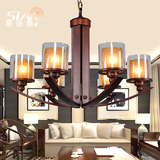美式乡村  仿古创意玻璃罩咖啡厅 吧台 卧室 客餐厅吊灯 复古欧式