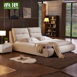 北欧床布艺床1.8米可拆洗小户型实木橡婚床简约现代双人储物卧室