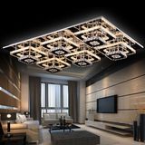 现代简约LED吸顶灯长方形大气客厅灯不锈钢调光水晶卧室餐厅灯具