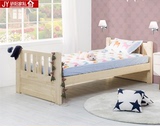 实木床原木儿童床松木组装简约现代1.2米 1.5米带储物护栏单人床