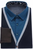 意大利GRI海澜之家男士冬季假两件衬衫加绒加厚修身休闲男装衬衫