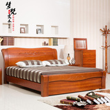 海棠木实木床现代简约现代中式全实木床婚床储物床高箱海棠木家具