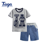 TAGA童装男童夏季新款纯棉短袖套装2016中大童儿童休闲两件套潮