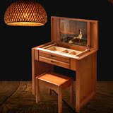 小户型卧室实木梳妆台简约现代化妆桌 翻盖橡木梳妆台多功能书桌