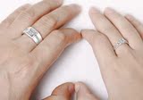 PT950纯银 镀铂金情侣戒指 可刻字 结婚对戒 一对 生日礼物银饰品