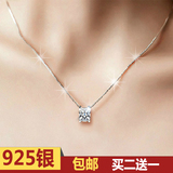 日韩国s925纯银项链女短款锁骨链进口AAA锆石水钻吊坠甜美银饰品
