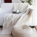 包邮外贸原单纯棉纯色素雅欧式沙发套防尘保护罩三人巾盖毯线毯子