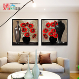 新中式抽象花瓶挂画客厅沙发墙装饰画高档玄关过道卧室鲜花壁画