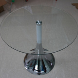 时尚简约现代圆形洽谈小圆桌钢化玻璃茶几不锈钢茶几圆形沙发边角