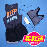 歆尼娅夏季韩国运动瑜伽服女士健身晨跑速干透气t恤文胸三件套装