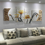 客厅沙发背景画装饰画挂画现代简约无框画卧室壁画墙画立体画荷花