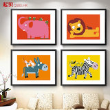 马大象动物装饰画幼儿园儿童房挂画卡通玄关壁画创意客厅卧室墙画