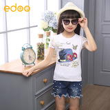 2016童装夏季新品韩版女童时尚帽子印花中大童短袖T恤