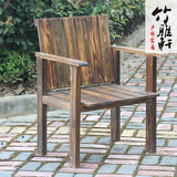 新品户外防腐碳化实木靠背椅整装太师椅农家乐餐椅庭院家用椅子