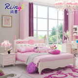 儿童床带软靠公主粉色卧室套房实木1.2米时尚双人韩式现代单人床