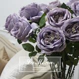 单枝花材 做旧款浅紫色玫瑰  高品质仿真花 绢花批发 样板房会所