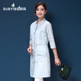 2016夏季女装韩版修身短袖薄款外套中长款休闲防晒衣中袖抽绳风衣
