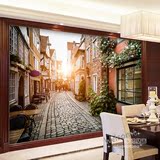 英伦风复古街景唯美风景壁纸 餐厅休闲吧咖啡馆墙纸大型无缝壁画