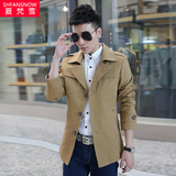2015秋冬季男士风衣外套韩版休闲修身型单排扣青年英伦潮短款风衣