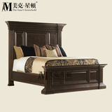 美克星顿美式复古高档品牌实木床 欧式古典做旧床别墅家具定制