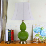 景德镇中式绿色葫芦裂纹陶瓷台灯欧式卧室床头书房客厅陶瓷台灯
