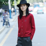 Amii[极简主义]修身圆领印花纯色巴素兰羊毛毛衣