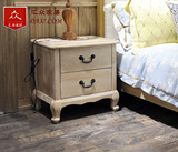美式乡村复古全实木家具 简欧简美做旧开放漆 水曲柳床头储物柜