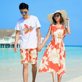 娇澜情侣装夏装套装海边度假沙滩裙波西米亚中裙连衣裙显瘦海滩裙