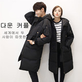 韩国新款冬装情侣装女羽绒服男士中长款韩版宽松加厚大码中性外套