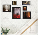 红栢合沙发背景墙装饰画壁画森林树木客厅装饰画餐厅组合无框挂画