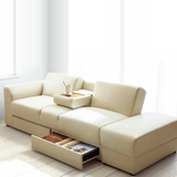 皮艺沙发多功能折叠沙发床双人小户型带收纳日式简约客厅沙发组合