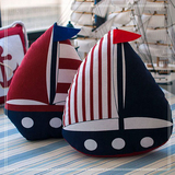 创意地中海抱枕 帆船形靠枕 质感美国国旗卡通软饰喜庆汽车靠垫