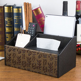 木制办公桌面遥控器收纳整理箱 家居客厅车用创意欧式大号纸巾盒