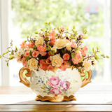 奇居良品 欧式高仿真花客厅假花装饰花卉绢花花瓶花艺套装