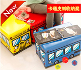 正品促销儿童长方型面皮革卡通汽车图案收纳凳储物折叠凳整理箱
