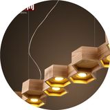 艺灯空间 设计师艺术创意个性吊灯餐厅客厅简约木艺蜂巢吊灯