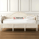 特价美式乡村法式仿古白做旧实木沙发床 复古休闲坐卧两用沙发