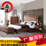 新中式实木布艺床 现代宾馆客房卧室双人床1.8米2米婚床简约家具