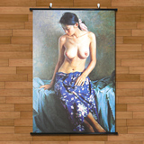 卧室装饰艺术布画中国风人体油画效果性感美女壁画裸照情趣挂轴画