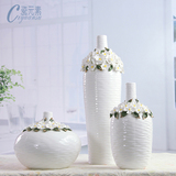 陶瓷器现代简约创意插花装饰欧式白色落地大花瓶摆件干花瓷瓶花器