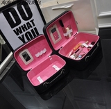 韩手提化妆包收纳箱可爱小号带镜子旅行便携大容量化妆品整理包包