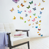 66只蝴蝶墙纸贴花装饰画墙贴寝室宿舍玻璃笔记本墙壁创意贴纸贴画