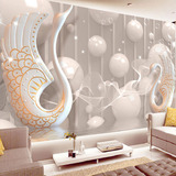 欧式简约现代无缝壁画客厅电视背景墙纸 3D立体温馨浪漫天鹅壁纸